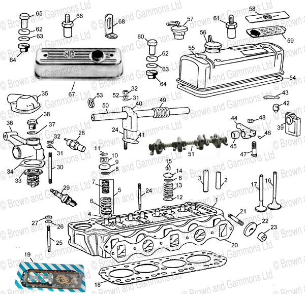 Image for Cylinder head & rocker assembly for 18GA 3 bearing - 18GB 5 bearing