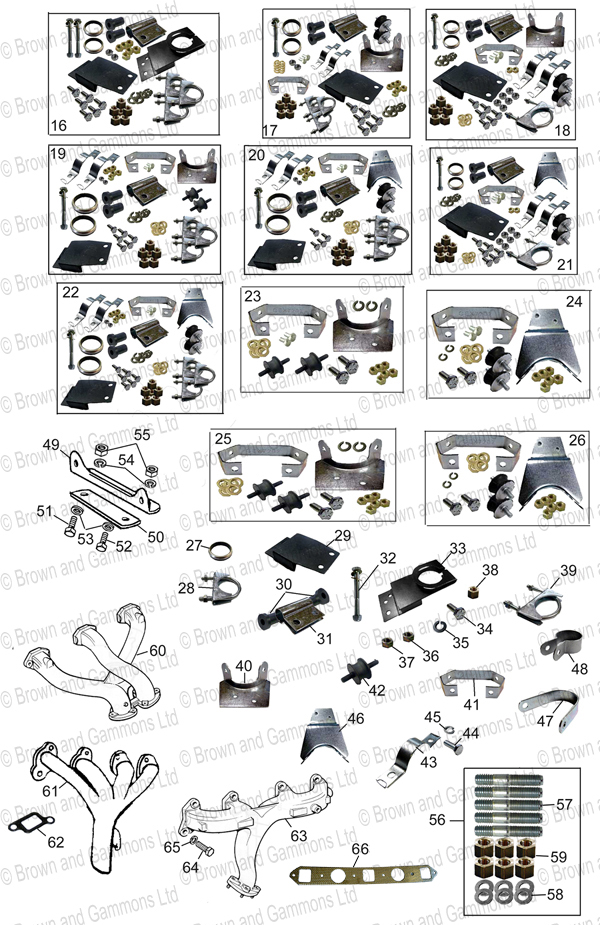 Image for Exhaust mountings. Manifolds & re-studding kits